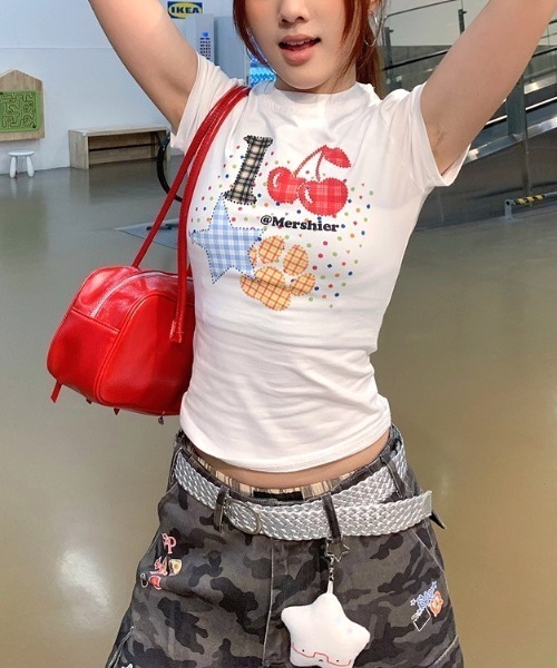 SHEENA(シーナ)の「ドット×チェックカラフルロゴプリントTシャツ(Tシャツ/カットソー・レディース・ホワイト・M)」の5枚目の写真