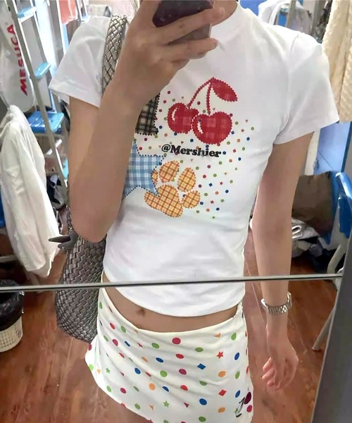 SHEENA(シーナ)の「ドット×チェックカラフルロゴプリントTシャツ(Tシャツ/カットソー・レディース・ホワイト・M)」の16枚目の写真