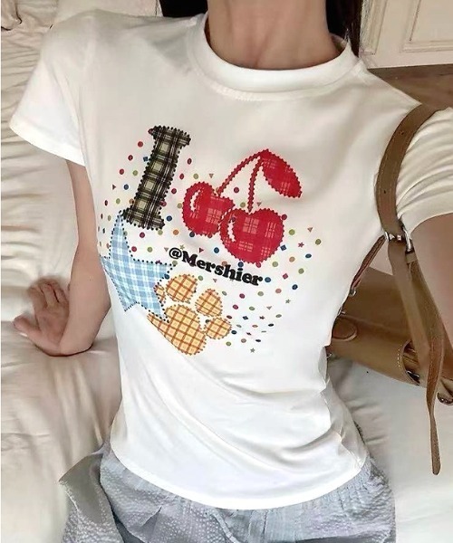 SHEENA(シーナ)の「ドット×チェックカラフルロゴプリントTシャツ(Tシャツ/カットソー・レディース・ホワイト・M)」の18枚目の写真