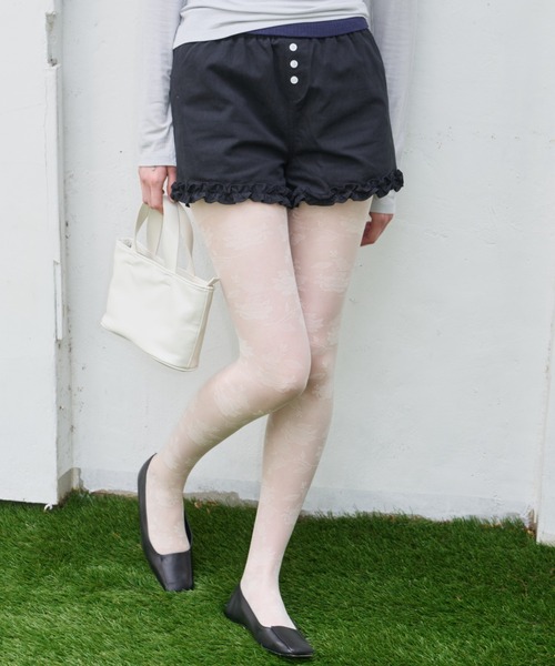 GIUNON(ジウノン)の「rose sheer lace tights / ローズシアーレースタイツ(タイツ/ストッキング・レディース・アイボリー・FREE)」の9枚目の写真