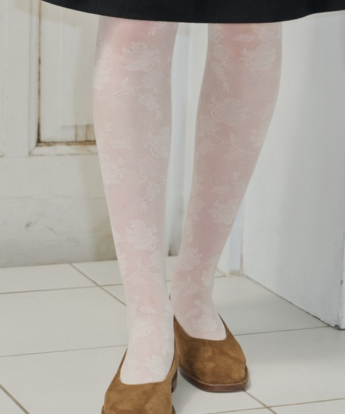 GIUNON(ジウノン)の「rose sheer lace tights / ローズシアーレースタイツ(タイツ/ストッキング・レディース・アイボリー・FREE)」の18枚目の写真