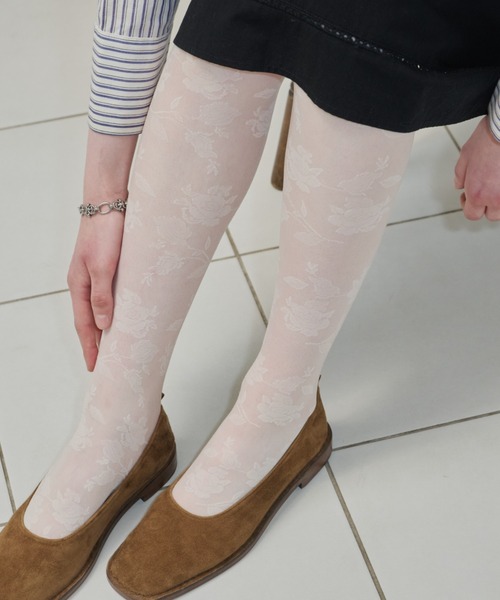 GIUNON(ジウノン)の「rose sheer lace tights / ローズシアーレースタイツ(タイツ/ストッキング・レディース・アイボリー・FREE)」の22枚目の写真