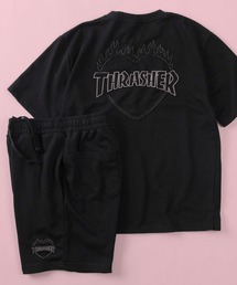 THRASHER（スラッシャー）の「【70】【THRASHER スラッシャー】別注 ミニ裏毛 ファイヤーエンブレム ハートロゴ刺繍 ルームウェア スウェットTシャツ&ショートパンツ セットアップ 2点セット（セットアップ）」