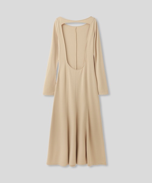KINO THE KEI（キノザケイ）の「バック スクープオープン フレア ワンピース  KINO THE KEI（ワンピース・レディース・ベージュ/ブラック・S/M）」の4枚目の写真
