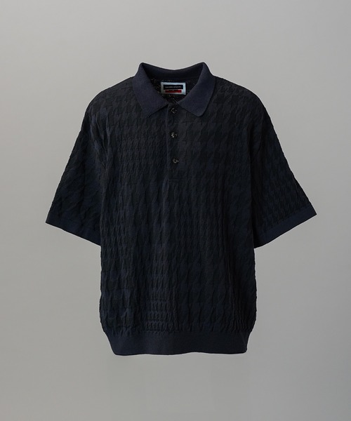 MAISON SPECIAL(メゾンスペシャル)の「《UNISEX》Links Jacquard Houndstooth Pattern Prime-Over Short Sleeve Knit Polo Shirt/リンクスジャガードハウンドトゥースパターンプライムオーバーショートスリーブニットポロシャツ【MAISON SPECIAL/メゾンスペシャル】(ポロシャツ・メンズ・ブラック/レッド・0/1/2)」の10枚目の写真