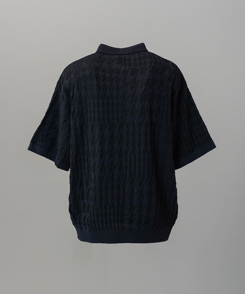 MAISON SPECIAL(メゾンスペシャル)の「《UNISEX》Links Jacquard Houndstooth Pattern Prime-Over Short Sleeve Knit Polo Shirt/リンクスジャガードハウンドトゥースパターンプライムオーバーショートスリーブニットポロシャツ【MAISON SPECIAL/メゾンスペシャル】(ポロシャツ・メンズ・ブラック/レッド・0/1/2)」の12枚目の写真