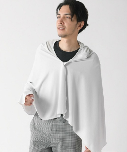 TopIsm(トップイズム)の「接触冷感 冷却 ポンチョ 濡らしてしぼる 暑さ熱中症対策 日焼け防止 メンズ レディース ユニセックス(ポンチョ・メンズ・ホワイト/ブラック・F)」の9枚目の写真