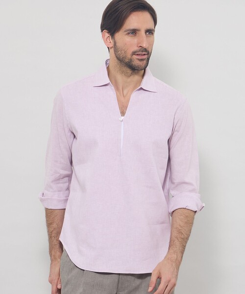 MACKINTOSH LONDON(マッキントッシュ ロンドン)の「ストレッチリネンカプリシャツ(シャツ/ブラウス・メンズ・ネイビー/パープル系その他2/オフホワイト・XL/M/L)」の3枚目の写真