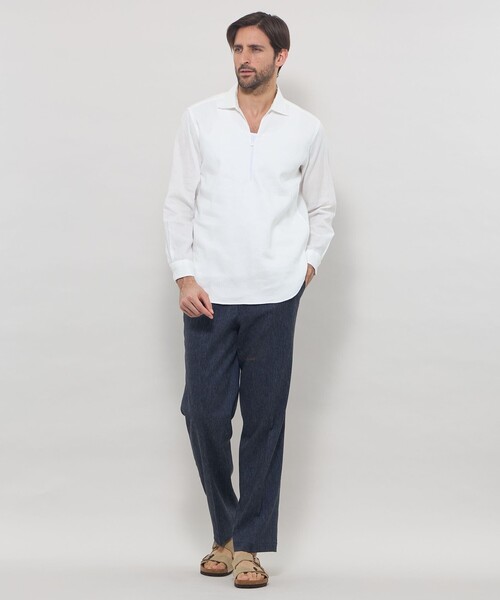 MACKINTOSH LONDON(マッキントッシュ ロンドン)の「ストレッチリネンカプリシャツ(シャツ/ブラウス・メンズ・ネイビー/パープル系その他2/オフホワイト・XL/M/L)」の4枚目の写真