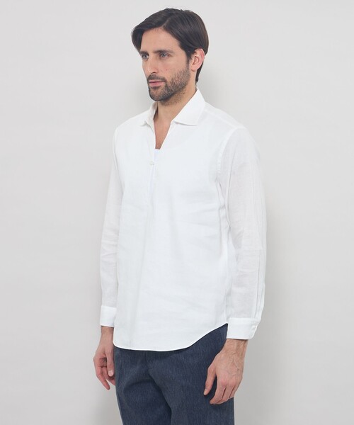 MACKINTOSH LONDON(マッキントッシュ ロンドン)の「ストレッチリネンカプリシャツ(シャツ/ブラウス・メンズ・ネイビー/パープル系その他2/オフホワイト・XL/M/L)」の8枚目の写真