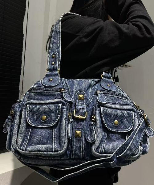 NANEA(ナネア)の「ヴィンテージライク 多ポケット デニム 2WAY ショルダーバッグ(ショルダーバッグ・レディース・ブラック/ネイビー・フリー)」の6枚目の写真