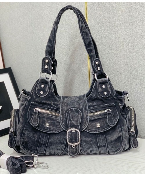 NANEA(ナネア)の「ヴィンテージライク 多ポケット デニム 2WAY ショルダーバッグ(ショルダーバッグ・レディース・ブラック/ネイビー・フリー)」の15枚目の写真