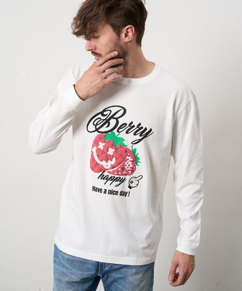 STUD MUFFIN(スタッドマフィン)の「mlt5689- 5.6ozコットン天竺 BERRYフォームプリント LS Tシャツ(624-02903)(Tシャツ/カットソー・メンズ・ブラック/アッシュ/チャコールグレー/ホワイト・2/3/4)」の18枚目の写真