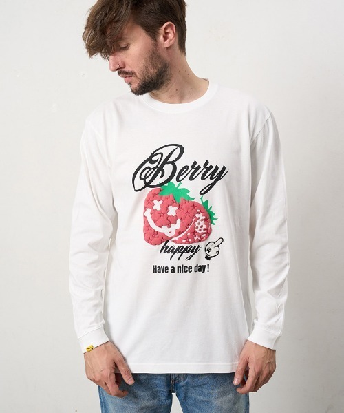 STUD MUFFIN(スタッドマフィン)の「mlt5689- 5.6ozコットン天竺 BERRYフォームプリント LS Tシャツ(624-02903)(Tシャツ/カットソー・メンズ・ブラック/アッシュ/チャコールグレー/ホワイト・2/3/4)」の7枚目の写真