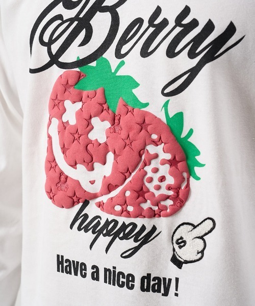 STUD MUFFIN(スタッドマフィン)の「mlt5689- 5.6ozコットン天竺 BERRYフォームプリント LS Tシャツ(624-02903)(Tシャツ/カットソー・メンズ・ブラック/アッシュ/チャコールグレー/ホワイト・2/3/4)」の11枚目の写真