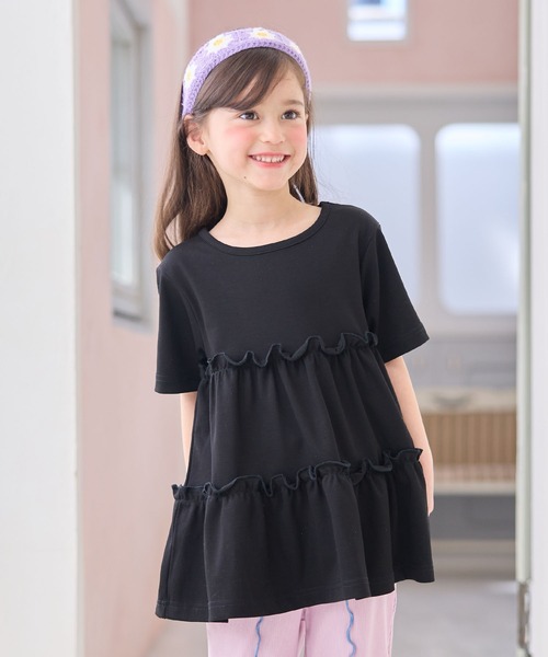 Piet（ピエット）の「カットソー ティアードチュニック（Tシャツ/カットソー・キッズ・オフホワイト/ブラック・100/120/110/130）」の14枚目の写真