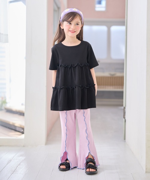 Piet（ピエット）の「カットソー ティアードチュニック（Tシャツ/カットソー・キッズ・オフホワイト/ブラック・100/120/110/130）」の5枚目の写真