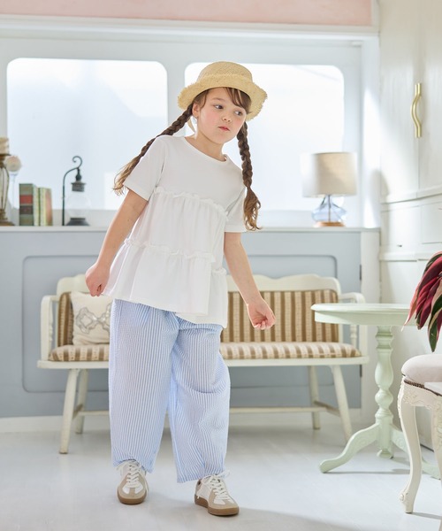 Piet（ピエット）の「カットソー ティアードチュニック（Tシャツ/カットソー・キッズ・オフホワイト/ブラック・100/120/110/130）」の17枚目の写真
