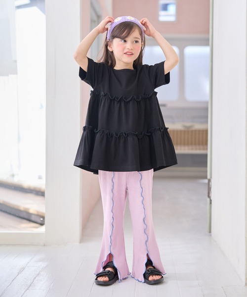 Piet（ピエット）の「カットソー ティアードチュニック（Tシャツ/カットソー・キッズ・オフホワイト/ブラック・100/120/110/130）」の11枚目の写真