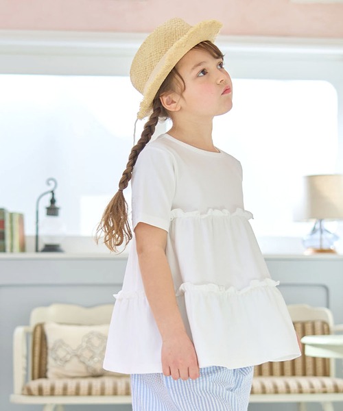Piet(ピエット)の「カットソー ティアードチュニック(Tシャツ/カットソー・キッズ・オフホワイト/ブラック・100/120/110/130)」の19枚目の写真