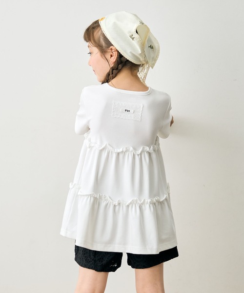 Piet(ピエット)の「カットソー ティアードチュニック(Tシャツ/カットソー・キッズ・オフホワイト/ブラック・100/120/110/130)」の22枚目の写真