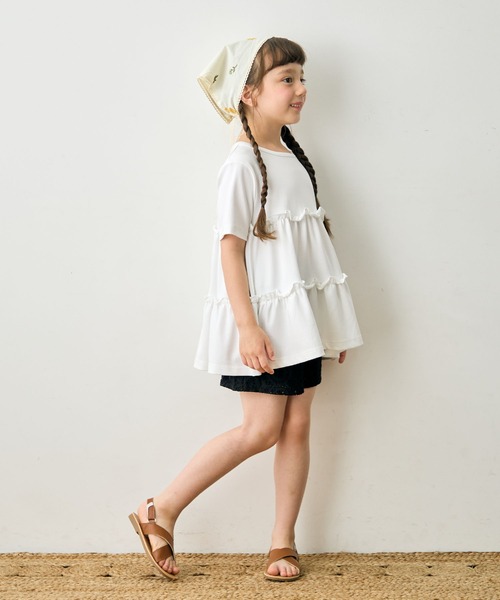 Piet(ピエット)の「カットソー ティアードチュニック(Tシャツ/カットソー・キッズ・オフホワイト/ブラック・100/120/110/130)」の20枚目の写真