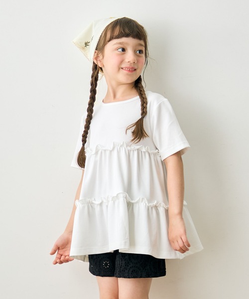 Piet(ピエット)の「カットソー ティアードチュニック(Tシャツ/カットソー・キッズ・オフホワイト/ブラック・100/120/110/130)」の21枚目の写真