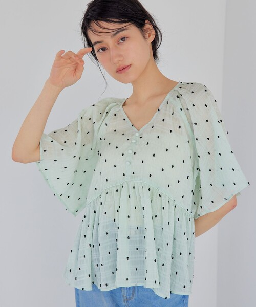 EMMEL REFINES（エメルリファインズ）の「＜EMMEL REFINES＞EM カットドビー 2WAY ブラウス（シャツ/ブラウス・レディース・オフホワイト/ダークブラウン/ライム・FREE）」の11枚目の写真
