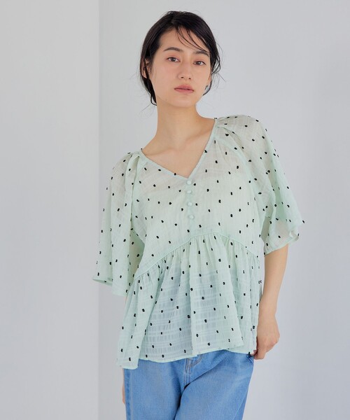 EMMEL REFINES（エメルリファインズ）の「＜EMMEL REFINES＞EM カットドビー 2WAY ブラウス（シャツ/ブラウス・レディース・オフホワイト/ダークブラウン/ライム・FREE）」の12枚目の写真