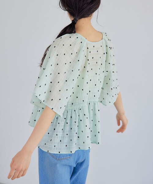 EMMEL REFINES（エメルリファインズ）の「＜EMMEL REFINES＞EM カットドビー 2WAY ブラウス（シャツ/ブラウス・レディース・オフホワイト/ダークブラウン/ライム・FREE）」の13枚目の写真