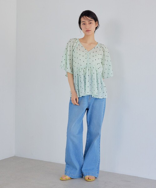 EMMEL REFINES（エメルリファインズ）の「＜EMMEL REFINES＞EM カットドビー 2WAY ブラウス（シャツ/ブラウス・レディース・オフホワイト/ダークブラウン/ライム・FREE）」の14枚目の写真
