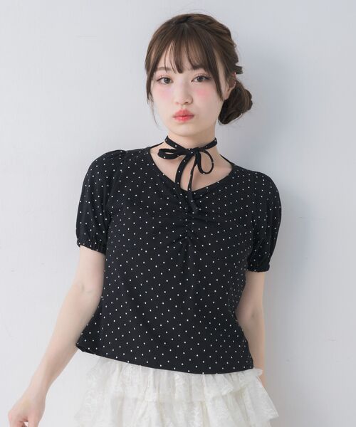ems excite(エムズエキサイト)の「ホルターパフ袖カットソー(Tシャツ/カットソー・レディース・チャコールグレー/ブルー/ブラック系その他4/ホワイト系その他・FREE)」の17枚目の写真