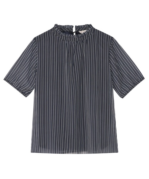 TOKYO SHIRTS(トウキョウシャツ)の「ストライプ シフォンブラウス 五分袖(シャツ/ブラウス・レディース・サックスブルー/ホワイト/ネイビー・L/M/LL)」の2枚目の写真