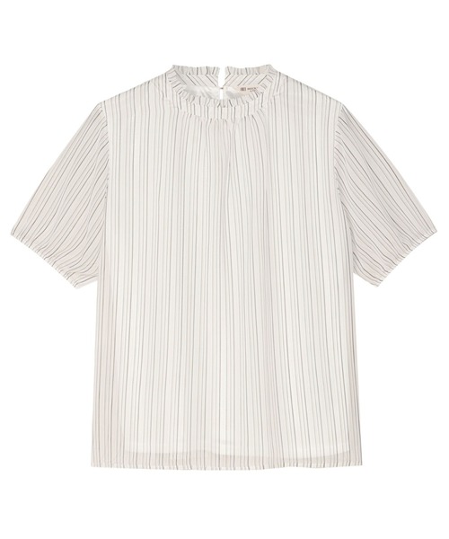 TOKYO SHIRTS(トウキョウシャツ)の「ストライプ シフォンブラウス 五分袖(シャツ/ブラウス・レディース・サックスブルー/ホワイト/ネイビー・L/M/LL)」の4枚目の写真