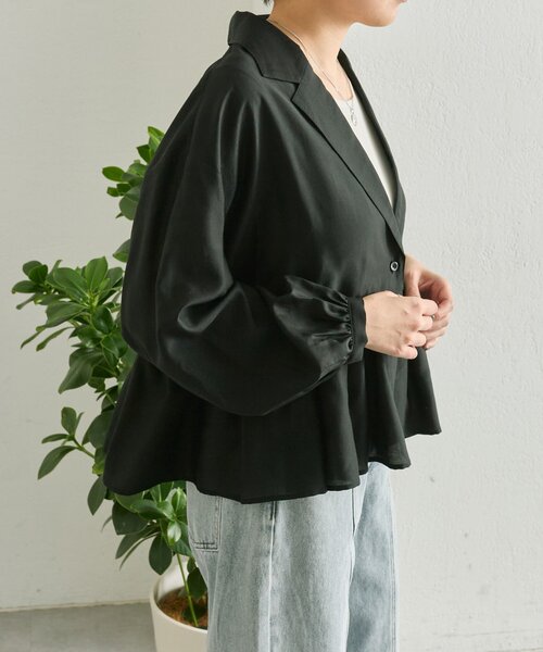 ear PAPILLONNER(イアパピヨネ)の「フリルシャツジャケット【SUM1 STYLE】(シャツ/ブラウス・レディース・ベージュ/ブラック・FREE)」の19枚目の写真