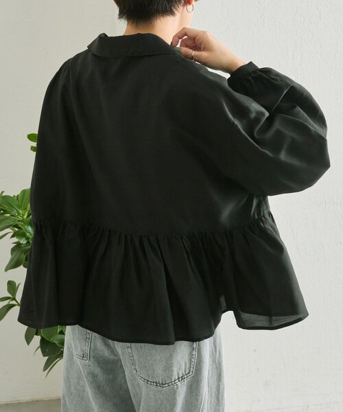 ear PAPILLONNER(イアパピヨネ)の「フリルシャツジャケット【SUM1 STYLE】(シャツ/ブラウス・レディース・ベージュ/ブラック・FREE)」の21枚目の写真