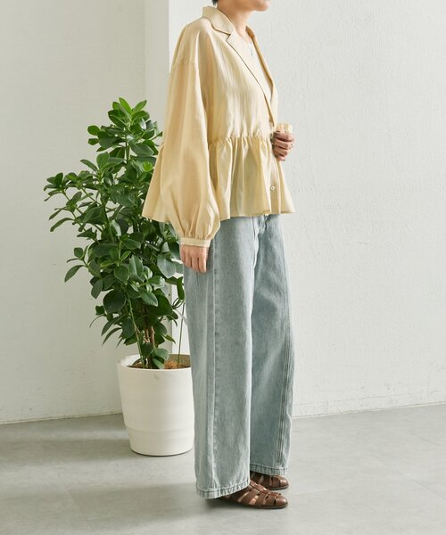 ear PAPILLONNER(イアパピヨネ)の「フリルシャツジャケット【SUM1 STYLE】(シャツ/ブラウス・レディース・ベージュ/ブラック・FREE)」の8枚目の写真