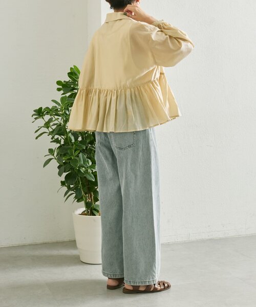 ear PAPILLONNER(イアパピヨネ)の「フリルシャツジャケット【SUM1 STYLE】(シャツ/ブラウス・レディース・ベージュ/ブラック・FREE)」の9枚目の写真