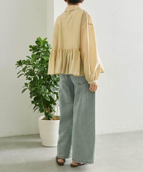 ear PAPILLONNER(イアパピヨネ)の「フリルシャツジャケット【SUM1 STYLE】(シャツ/ブラウス・レディース・ベージュ/ブラック・FREE)」の10枚目の写真