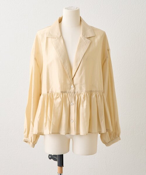ear PAPILLONNER(イアパピヨネ)の「フリルシャツジャケット【SUM1 STYLE】(シャツ/ブラウス・レディース・ベージュ/ブラック・FREE)」の11枚目の写真
