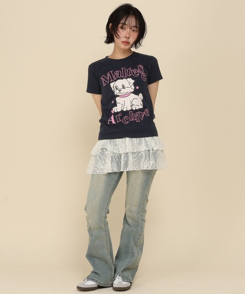 WaiKei（ワイケイ）の「【UNISEX】Wai Kei×ALAND／AロゴマルチーズTシャツ（Tシャツ/カットソー・レディース・ホワイト/ネイビー/ライトブルー・SMALL/MEDIUM）」の6枚目の写真