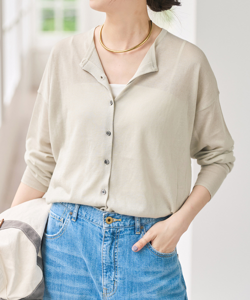 Spick & Span(スピックアンドスパン)の「ウォッシャブルシアークルーカーディガン(カーディガン/ボレロ・レディース・チャコールグレー/サックスブルー/ベージュ・FREE)」の6枚目の写真