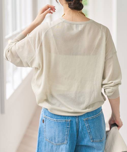 Spick & Span(スピックアンドスパン)の「ウォッシャブルシアークルーカーディガン(カーディガン/ボレロ・レディース・チャコールグレー/サックスブルー/ベージュ・FREE)」の8枚目の写真