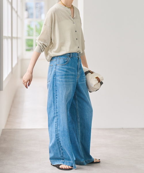 Spick & Span(スピックアンドスパン)の「ウォッシャブルシアークルーカーディガン(カーディガン/ボレロ・レディース・チャコールグレー/サックスブルー/ベージュ・FREE)」の9枚目の写真