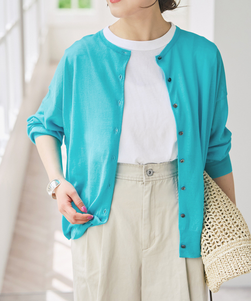 Spick & Span(スピックアンドスパン)の「ウォッシャブルシアークルーカーディガン(カーディガン/ボレロ・レディース・チャコールグレー/サックスブルー/ベージュ・FREE)」の11枚目の写真