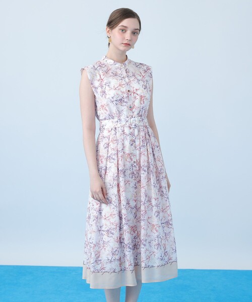ANAYI(アナイ)の「Coral プリントローンシャツフレア ワンピース(シャツワンピース・レディース・ピンク/ブルー・38/36/34)」の3枚目の写真