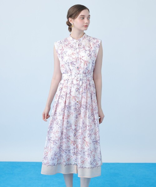 ANAYI(アナイ)の「Coral プリントローンシャツフレア ワンピース(シャツワンピース・レディース・ピンク/ブルー・38/36/34)」の4枚目の写真
