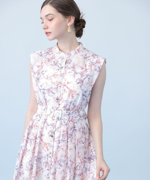 ANAYI(アナイ)の「Coral プリントローンシャツフレア ワンピース(シャツワンピース・レディース・ピンク/ブルー・38/36/34)」の5枚目の写真