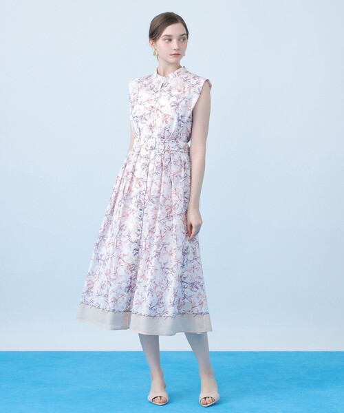 Coral プリントローンシャツフレア ワンピース（シャツワンピース