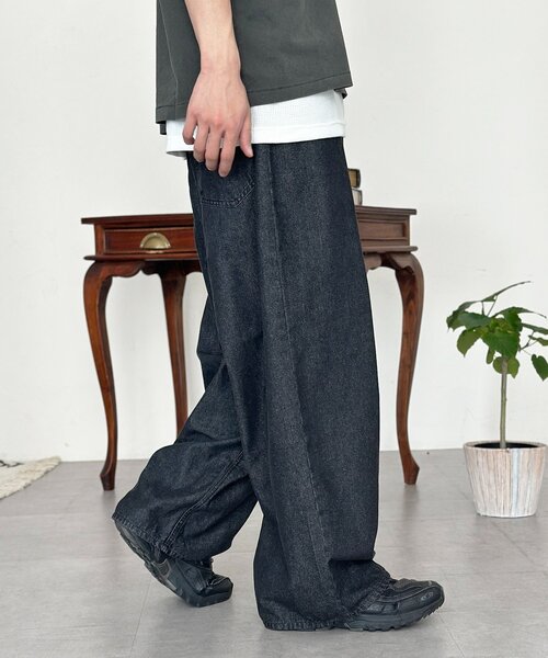 CPCM(シーピーシーエム)の「綿レーヨンバギーデニム(デニムパンツ・メンズ・サックスブルー/ブラック・MEDIUM/LARGE)」の6枚目の写真